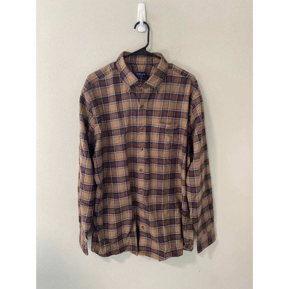 New Proper Cloth 100% Cotton Flannel Button Down Shirt Men's XL NWT